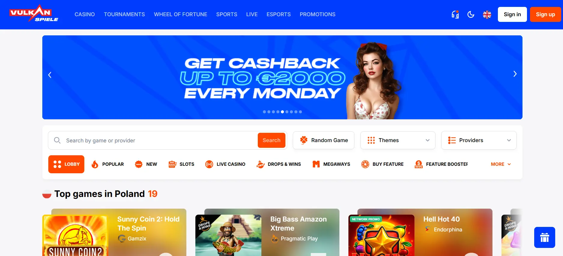 Vulkan Spiele Casino Home Page