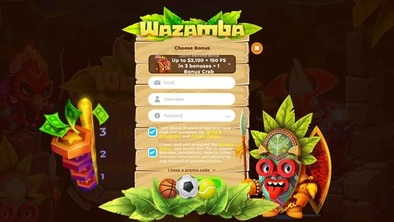 Wazamba registration